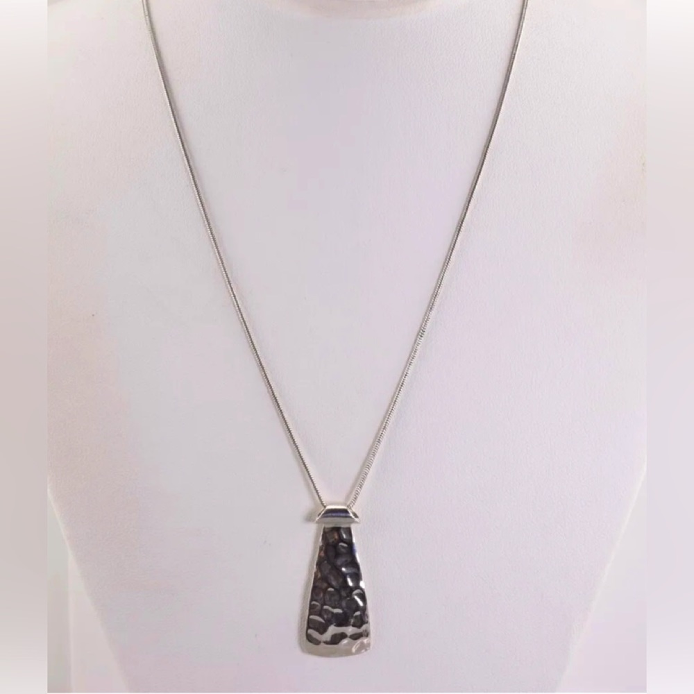 Silpada Sterling Silver Hammered N1592 Curved Tie Paddle 925 Pendant 18" Chain